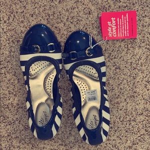 Navy/White Stripe Flats
